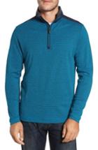 Men's Bugatchi Classic Fit Striped Quarter Zip Pullover - Blue/green