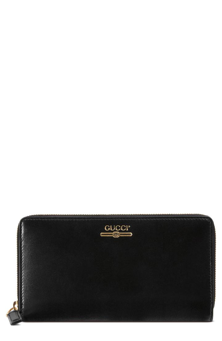 Men's Gucci Leather Zip Wallet - Black