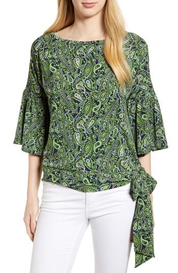 Women's Michael Michael Kors Paisley Flounce Sleeve Top - Green