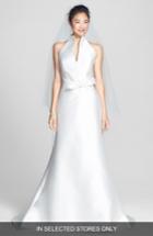 Women's Jesus Peiro Mikado Satin Halter Fluted Dress, Size - Ivory
