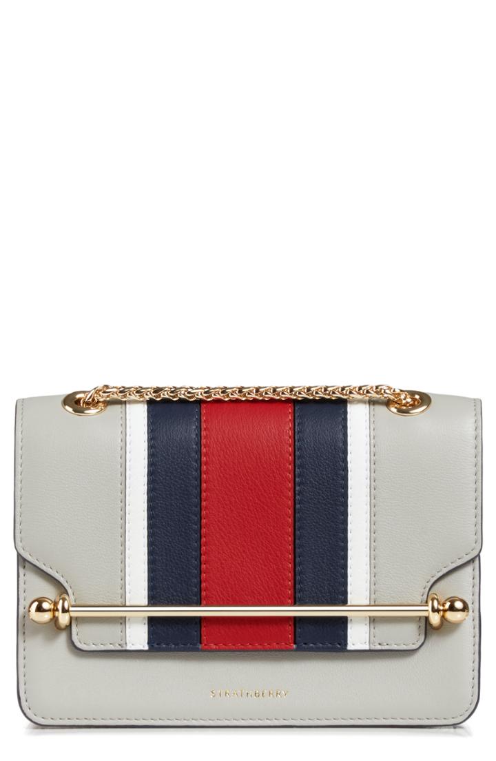 Strathberry Mini East/west Stripe Leather Crossbody Bag -