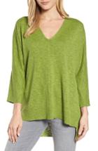 Women's Eileen Fisher Organic Linen & Cotton Sweater, Size - Green