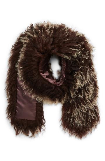 Women's Toria Rose Genuine Mongolian Lamb Fur Scarf, Size - Brown