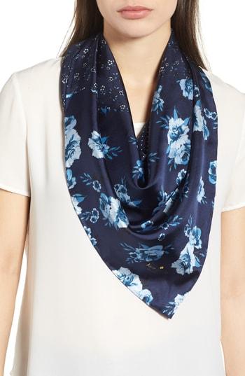 Women's Kate Spade New York Prairie Rose Patchwork Silk Square Scarf, Size - Blue
