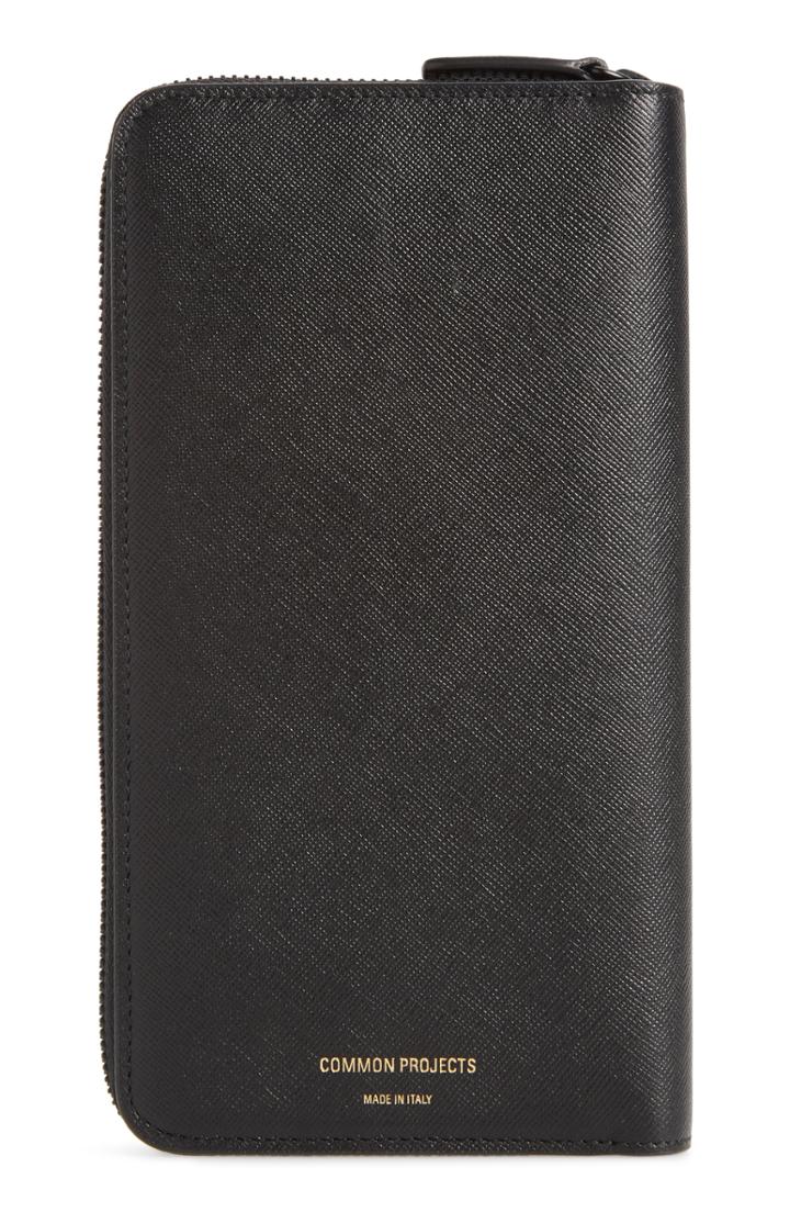 Men's Common Projects Continental Saffiano Leather Zip Wallet -