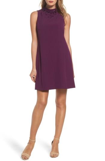 Women's Adrianna Papell Beaded Trapeze Dress - Purple