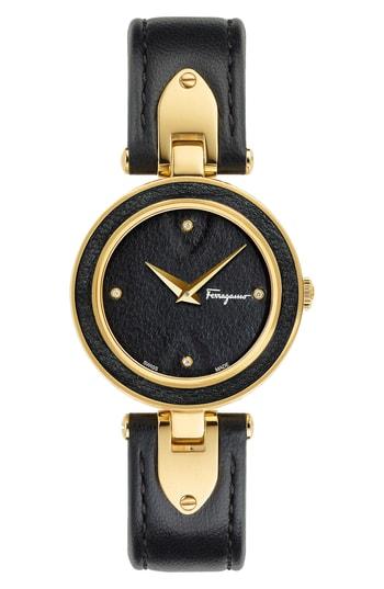 Men's Salvatore Ferragamo Gilio Leather Strap Watch, 32mm