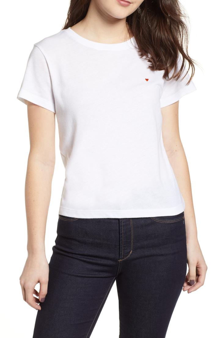 Women's Sub Urban Riot Vanessa Embroidered Heart Tee - White