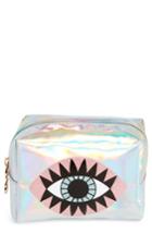 Omg Glitter Eye Iridescent Cosmetics Bag, Size - Silver