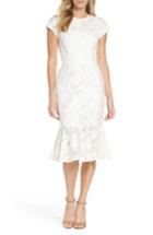Women's Maggy London Lace Flare Hem Midi Dress - White