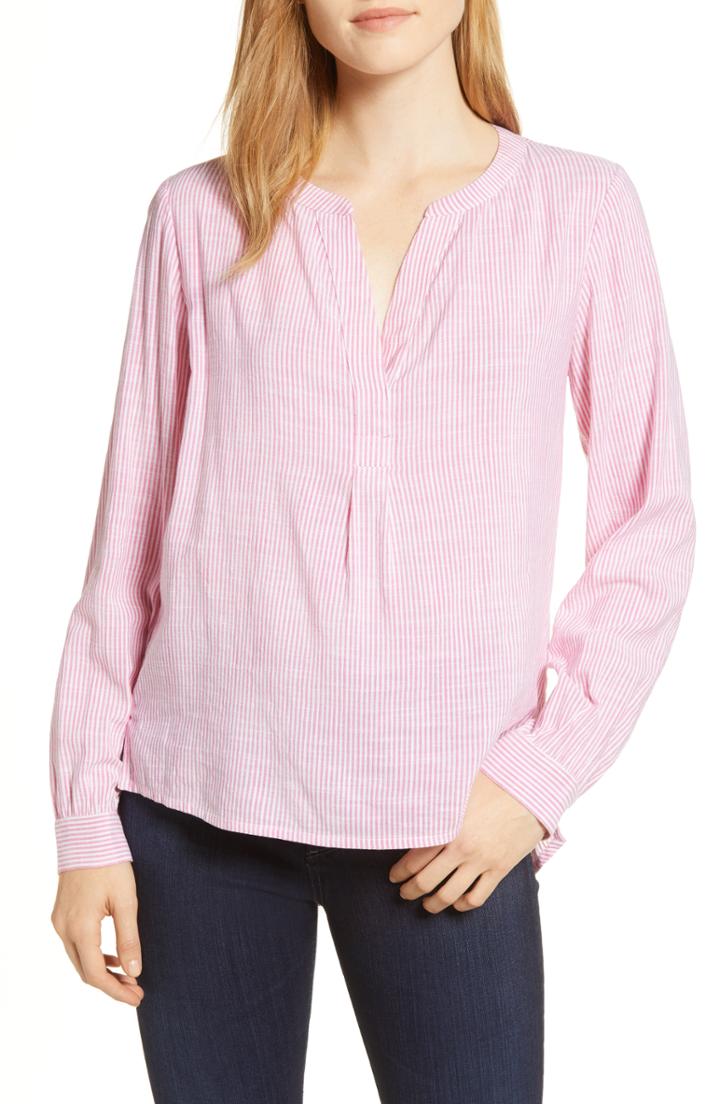 Women's Vineyard Vines Stripe Cotton Blend Top - Coral