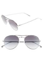Women's Tom Ford Ace 55mm Stainless Steel Aviator Sunglasses - Shiny Rhodium/ Gradient Smoke