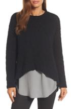 Women's Eileen Fisher High/low Organic Cotton Sweater, Size - Black