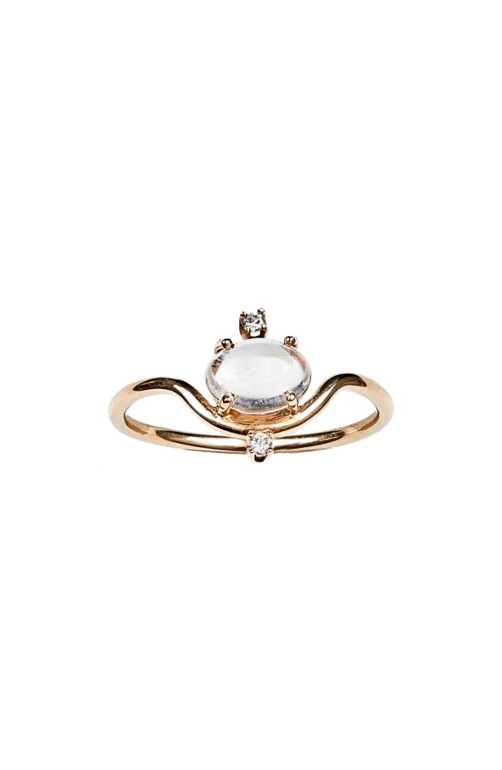 Women's Wwake Nestled Moonstone & Diamond Ring