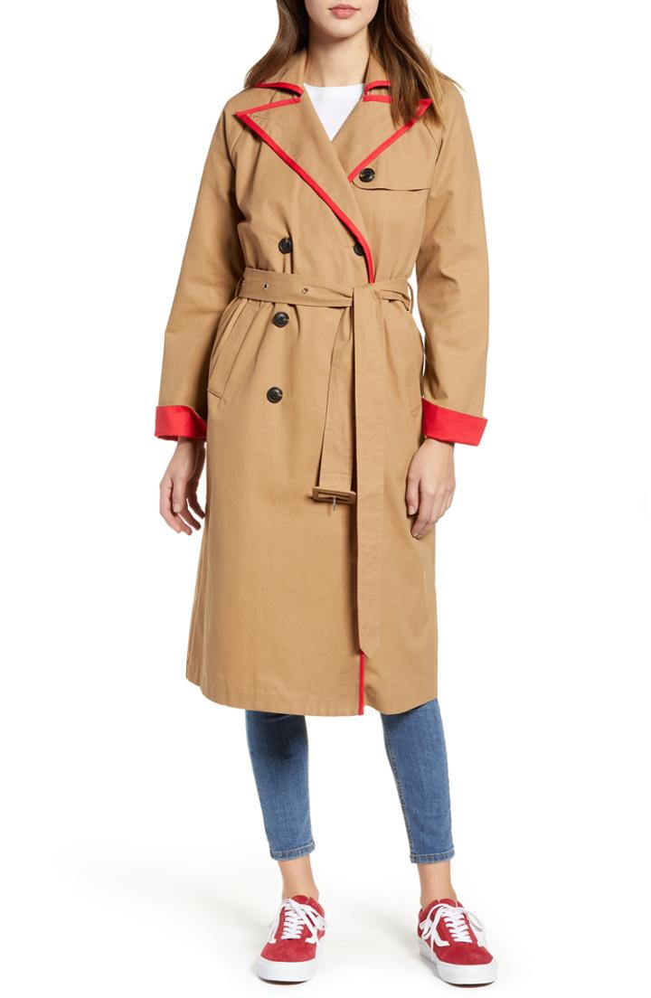 Women's English Factory Contrast Binding Trench Coat - Brown
