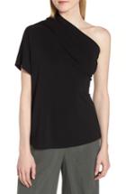 Women's Lewit One-shoulder Stretch Jersey Top - Black
