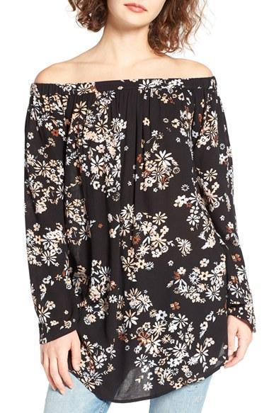 Women's Bp. Off The Shoulder Tunic, Size - Black
