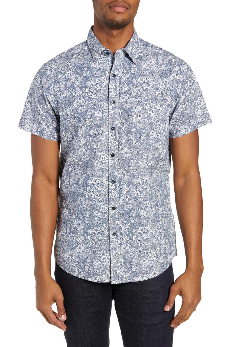 Men's Rodd & Gunn Braebrun Regular Fit Floral Sport Shirt - Blue