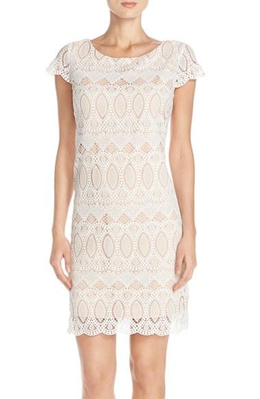 Women's Eliza J Scalloped Lace Sheath Dress