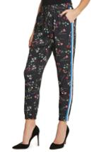 Women's Willow & Clay Side Stripe Floral Jogger Pants - Black