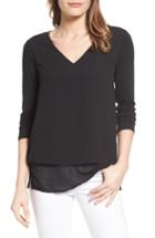 Women's Michael Michael Kors Mixed Media Top - Black