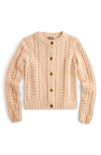 Women's J.crew Point Sur Pointelle Knit Cardigan - Pink