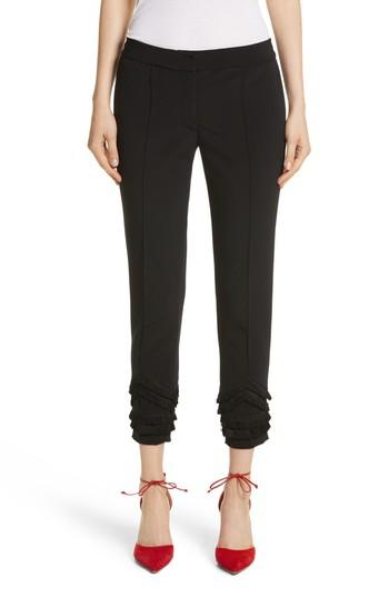 Women's Yigal Azrouel Fringe Detail Bi-stretch Pants - Black