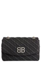 Women's Balenciaga Bb Destroyed Denim Wallet On A Chain - Black