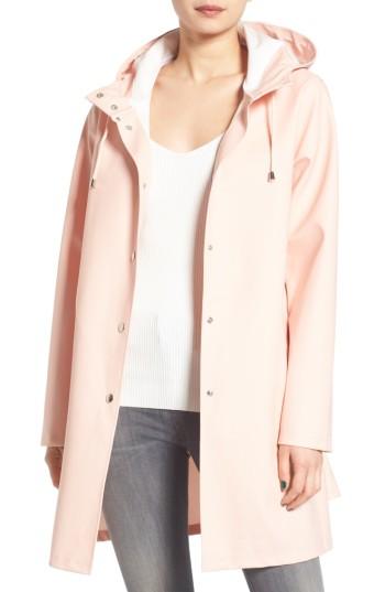 Women's Stutterheim Mosebacke Waterproof A-line Hooded Raincoat - Pink