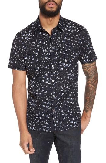 Men's John Varvatos Star Usa Slim Fit Print Sport Shirt - Blue