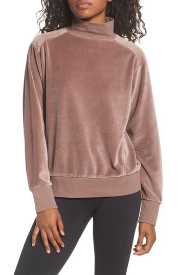 Women's Zella Velour Mock Neck Top - Brown