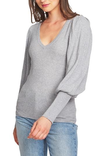 Women's 1.state Blouson Sleeve Textured Sweater - Grey