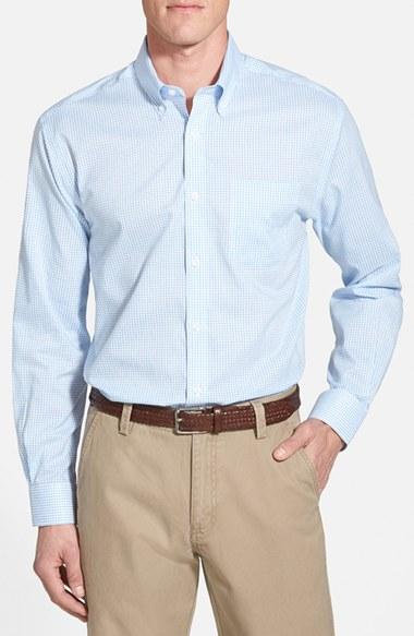 Men's Cutter & Buck 'epic Easy Care' Classic Fit Wrinkle Free Tattersall Plaid Sport Shirt, Size - (online Only)
