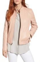 Women's Cole Haan Leather Moto Jacket - Pink