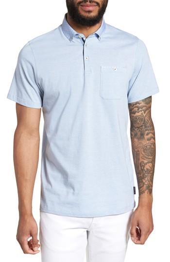 Men's Ted Baker London Bloc Apple Print Polo (xl) - Blue
