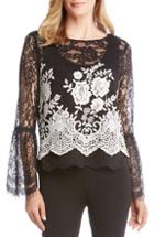 Women's Karen Kane Contrast Border Lace Top - Black