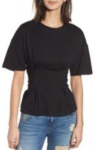 Women's Soprano Seamed Peplum Tee - Black