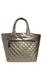 Sondra Roberts Large Quilted Metallic Nylon Tote - Grey
