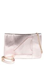 Leith Metallic Faux Leather Clutch - Pink