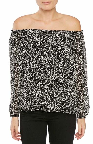 Women's Sanctuary Chantel Slit Sleeve Off The Shoulder Top - Black