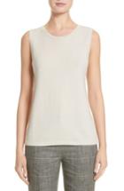 Women's Lafayette 148 New York Chain Detail Cashmere Shell, Size - Ivory