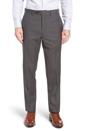 Men's John W. Nordstrom Torino Traditional Fit Flat Front Houndstooth Trousers - Grey