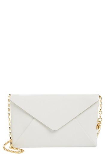 Women's Michael Kors Small Calfskin Leather Envelope Clutch - White