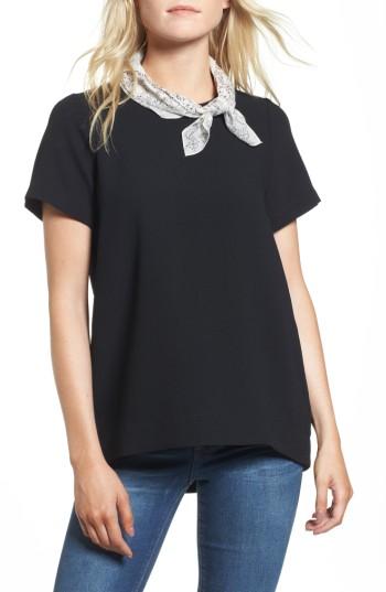 Women's Madewell Pleated Short Sleeve Tee, Size - Black