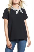 Women's Madewell Pleated Short Sleeve Tee, Size - Black