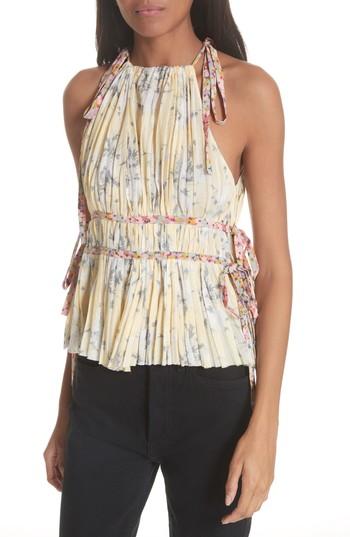 Women's Rebecca Taylor Lemon Rose Pleat Top - Yellow