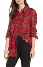 Women's Treasure & Bond Tartan Boyfriend Shirt, Size - Red