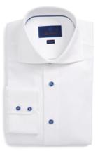 Men's David Donahue Trim Fit Diamond Weave Dress Shirt .5 34/35 - White
