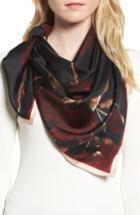 Women's Vince Camuto Sepia Rose Square Silk Scarf, Size - Burgundy