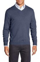 Men's Nordstrom Men's Shop Cotton & Cashmere V-neck Sweater - Blue